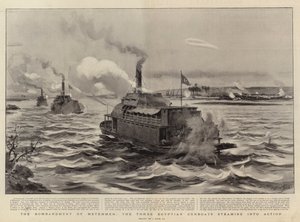 Bombardementet av Metemmeh, de tre egyptiske kanonbåtene som damper i gang